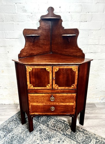 Antique corner cabinet inlaid - cabinet,