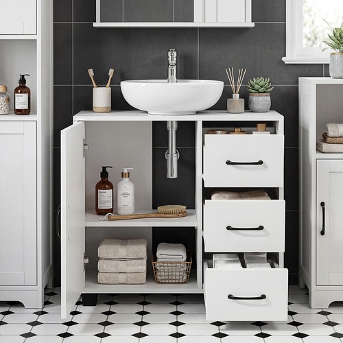 White under sink cabinet - white,